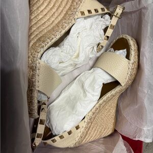 Valentino Garavani Women's Ivory Espadrille Wedges Sandals